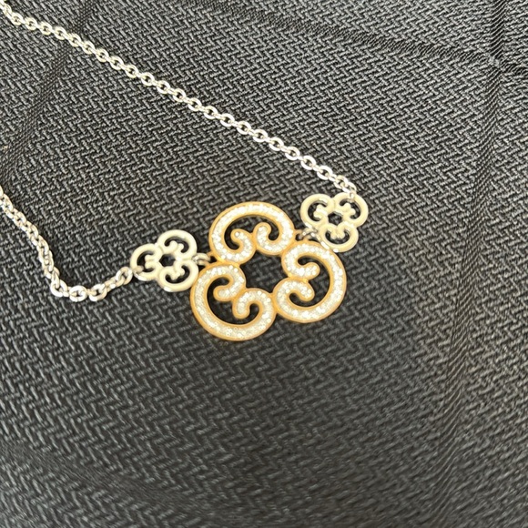 Rebecca Gold and Silver Bracelet & Necklace featuring white shimmering inlay. - Picture 7 of 7